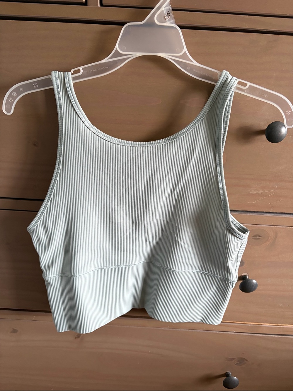 Ribbed Scoop Neck Crop Tank - Light Sage